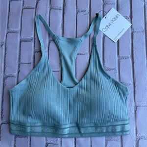 Calvin Klein Ribbed Racerback Bralette - Seafoam Green
